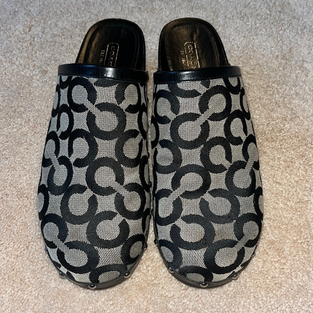 Coach Women's Black and Gray Slip-On Shoes